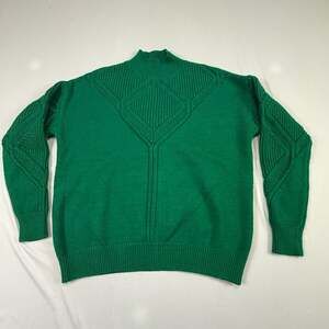 Belldini Green Mock Neck Geometric Textured Knit Sweater Size S